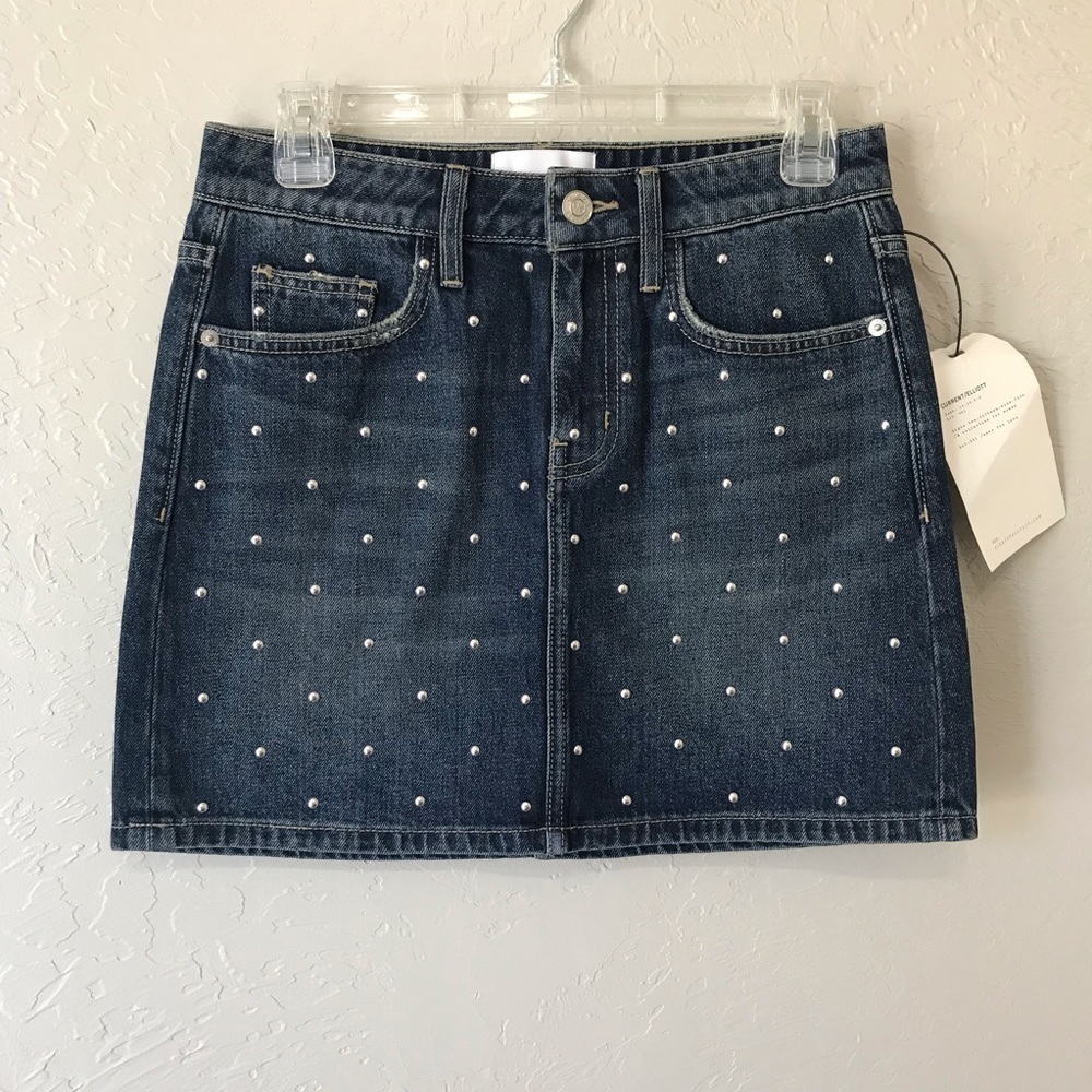 Current/Elliott Studded Jean Mini Denim Skirt NWT